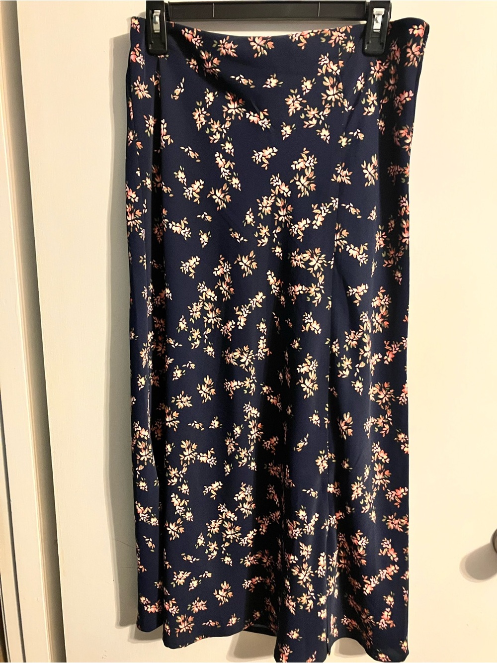 Time and Tru Navy Maxi Skirt with Pink and Cream Floral Print